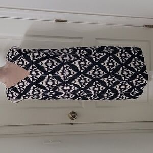 Talbots, Size Unknown, Navy Blue & Cream Sleeveless Sheath Dress, GUC